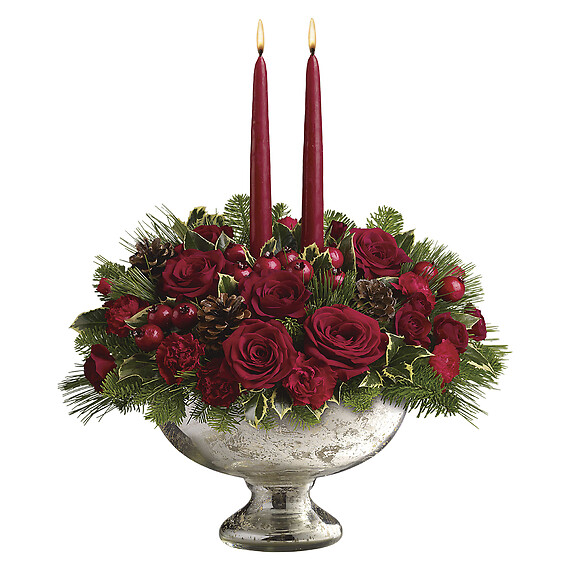 Mercury Glass Bowl Bouquet