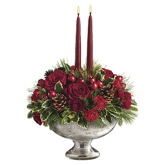 Mercury Glass Bowl Bouquet